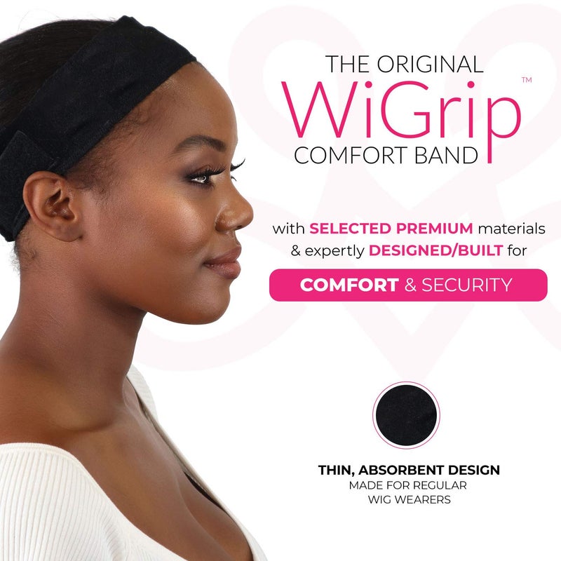 MILANO COLLECTION WiGrip, The Original Comfort Grip Band, Adjustable Wig Bands for Women Provides Glueless Support, Non-Slip Wig Grip Headbands for Women Tension-Free, One Size Fits All, Black, 2 Pack - Image 3